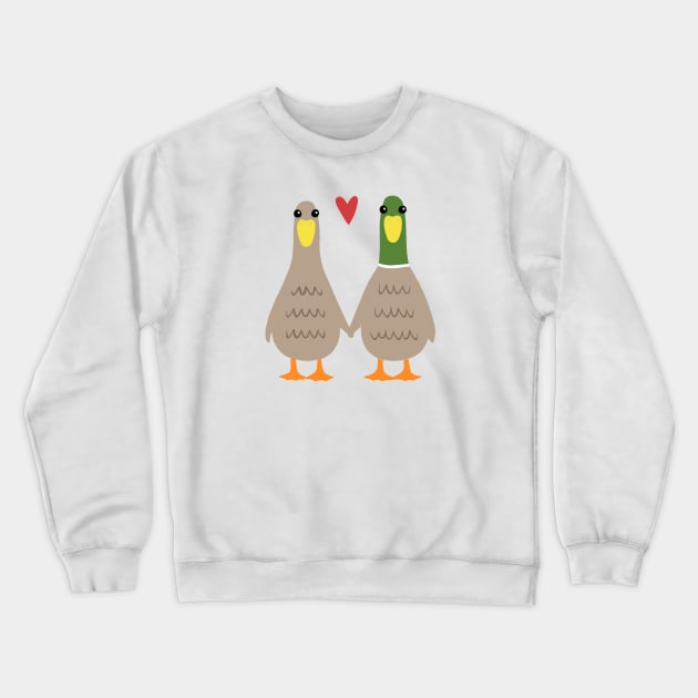 Love Ducks | Cute Ducks Couple Holding Hands with Valentine Heart Crewneck Sweatshirt by Coffee Squirrel